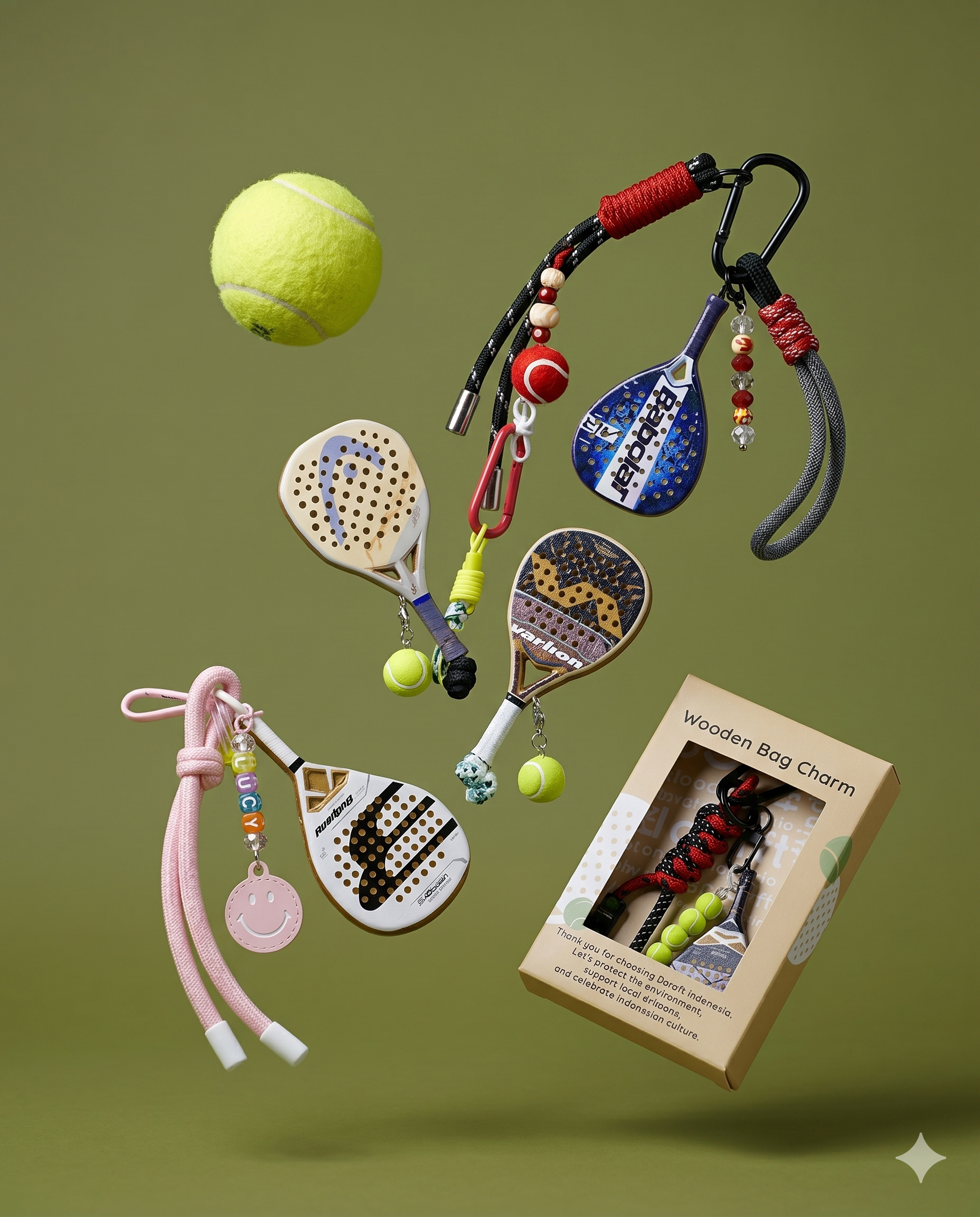 Wooden Bagcharm Padel